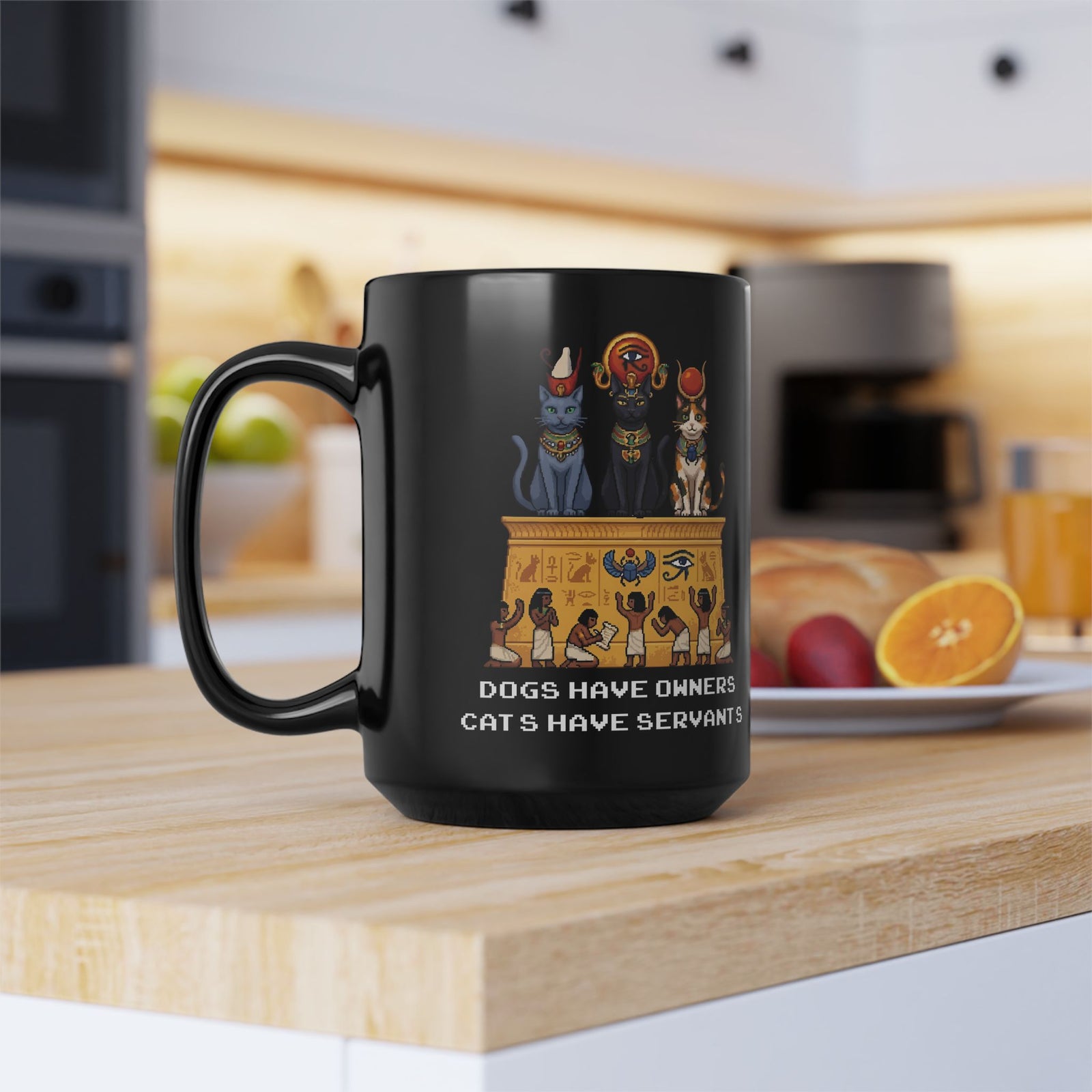 Cats Have Servants Black Mug — Funny Cat Owner Mug