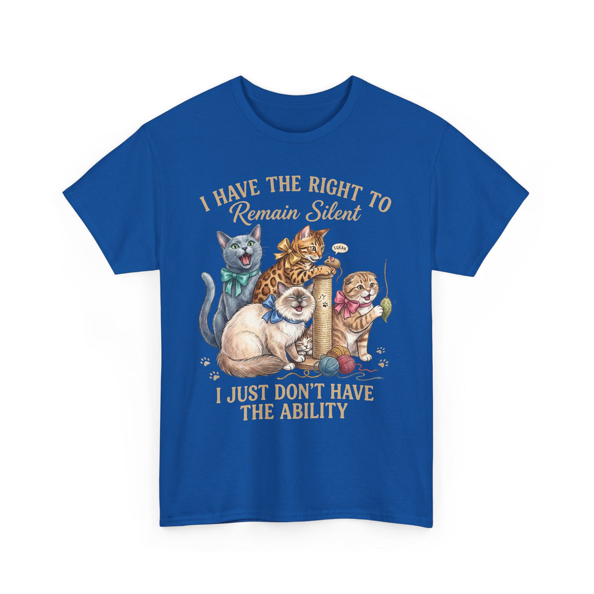 Cat Graphic Tee — "I Have the Right to Remain Silent, I Just Don't Have the Ability"