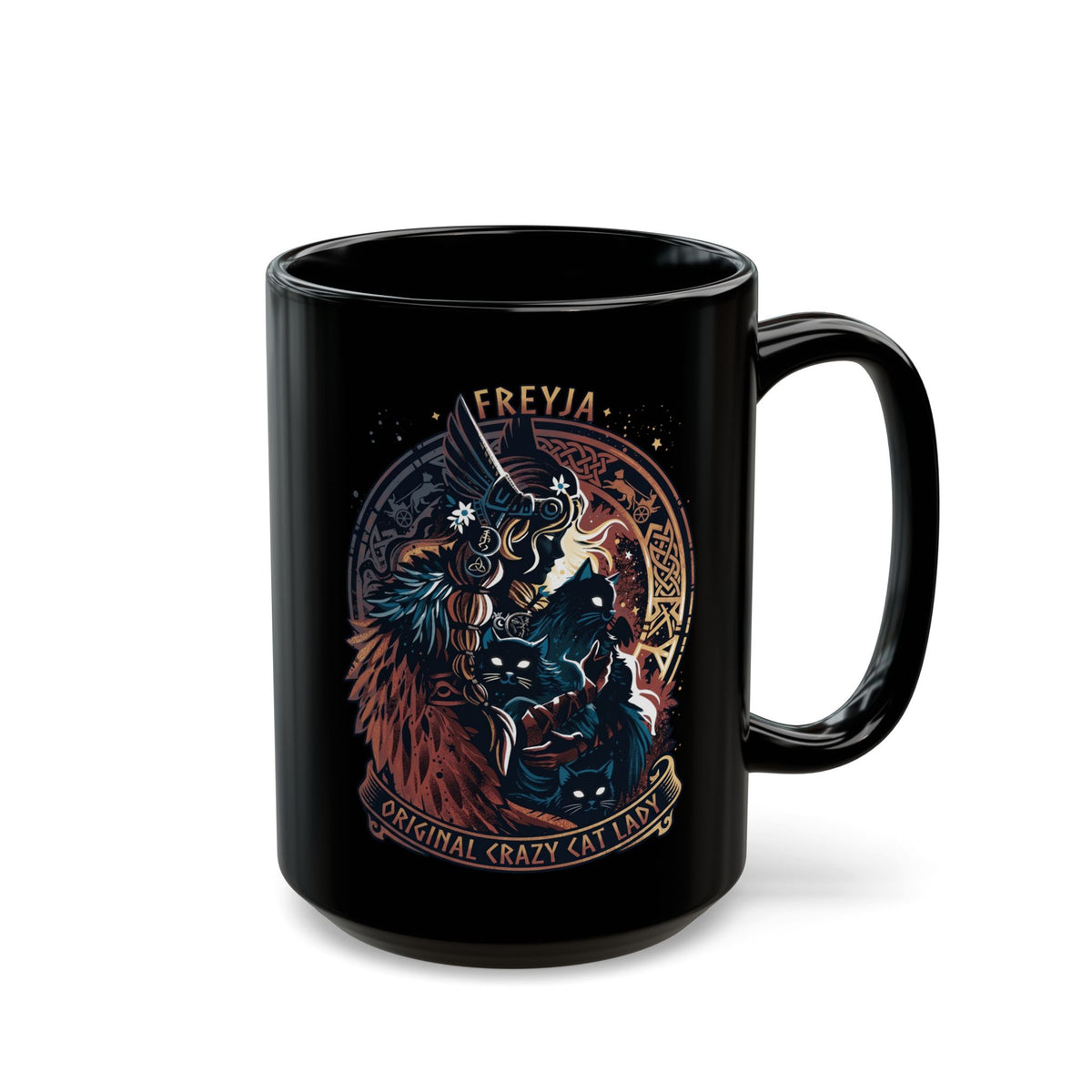 Crazy Cat Lady Black Mug — Freyja Original Cat Lover Mug