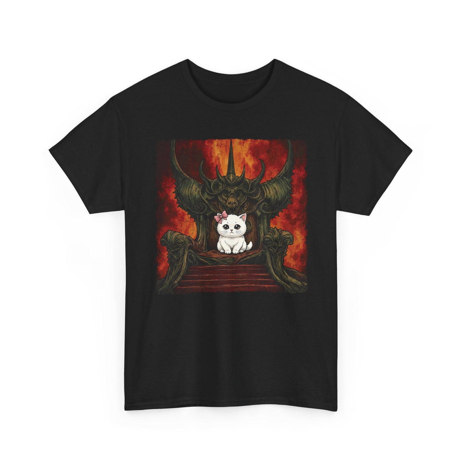 Evil Kitty Throne Kitten T-Shirt — Cute Cat Dark Fantasy Graphic