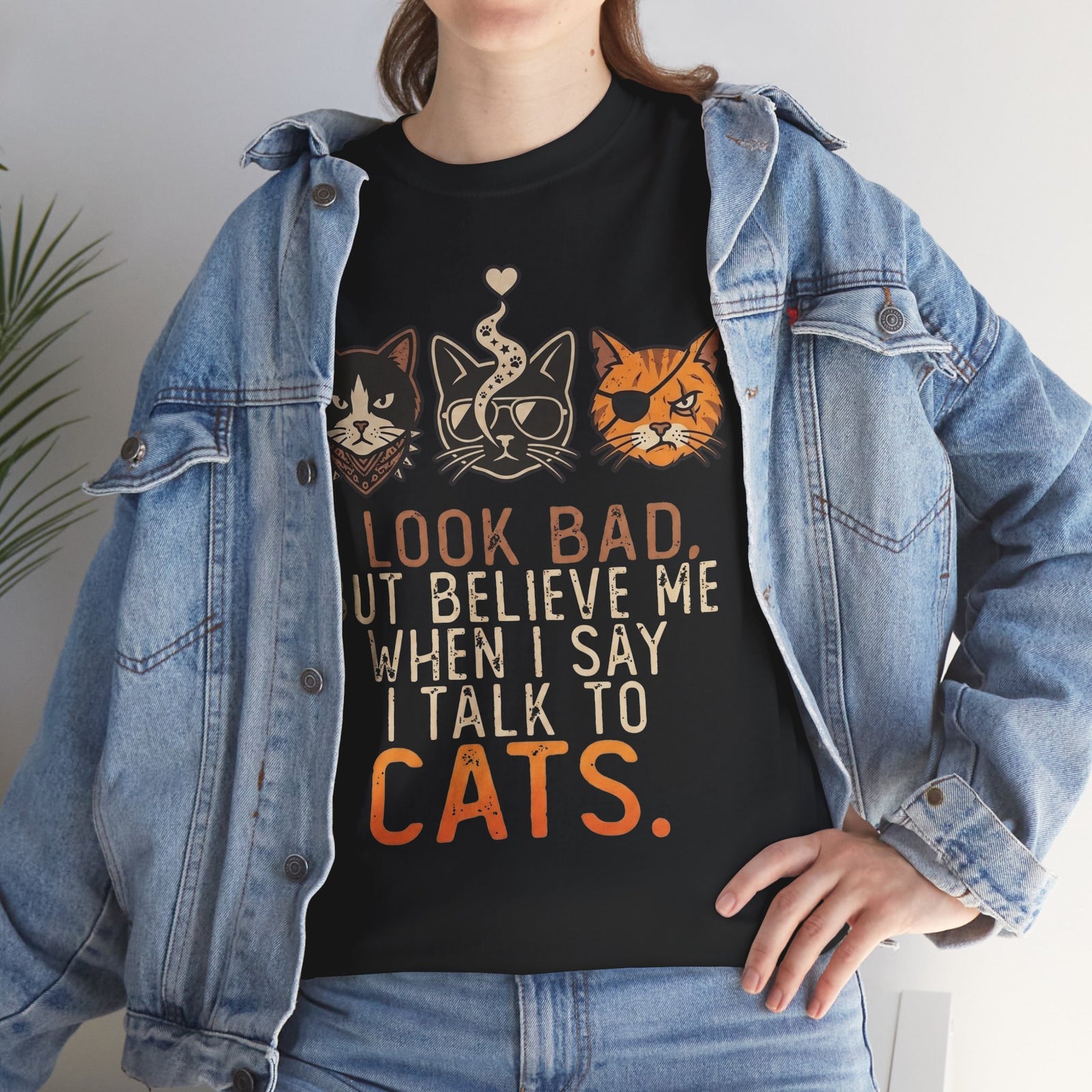 I Talk to Cats T-Shirt – Funny Cat Lover Tee with Cat Faces