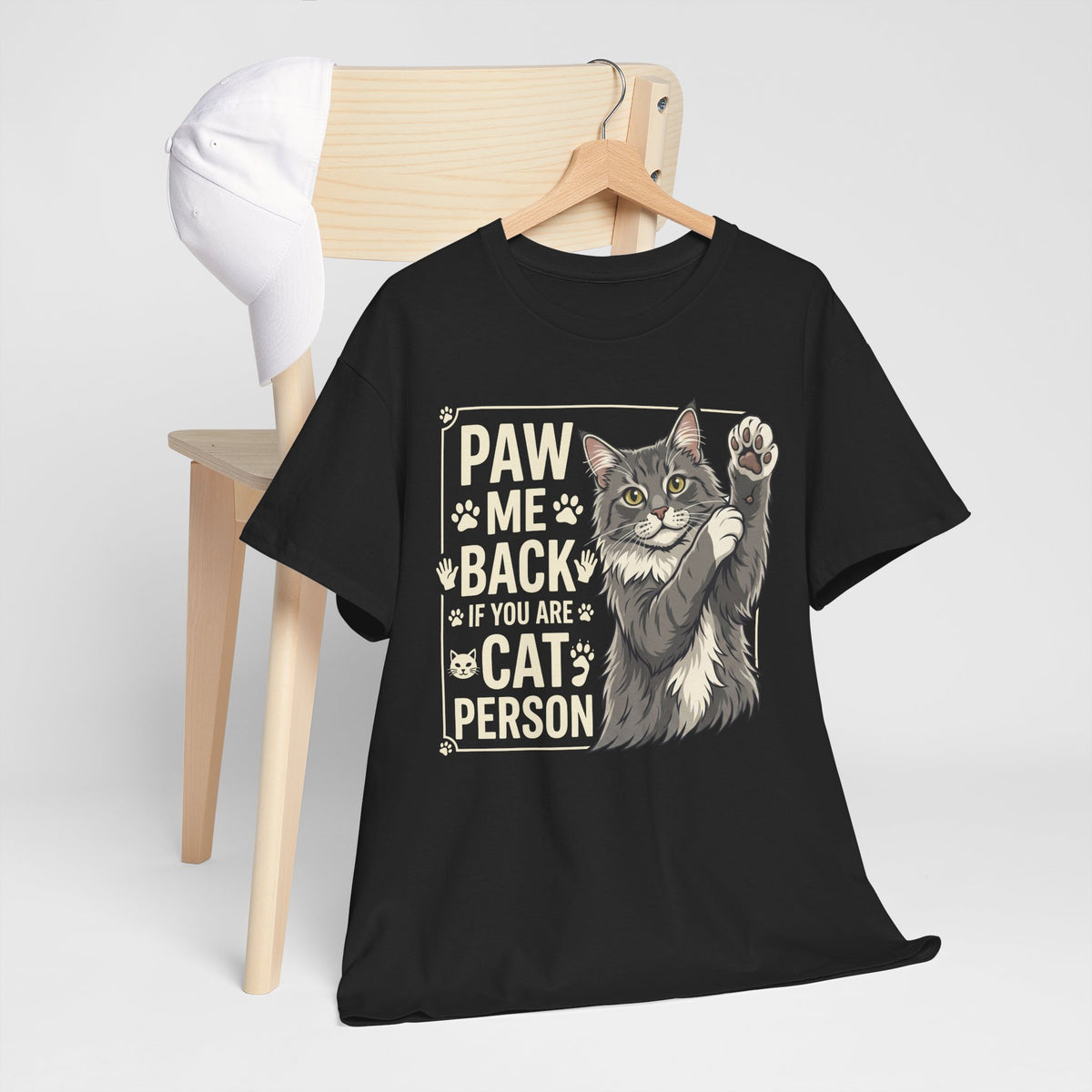Paw Me Back If You Are A Cat Person Cute Grey Cat Graphic Tee