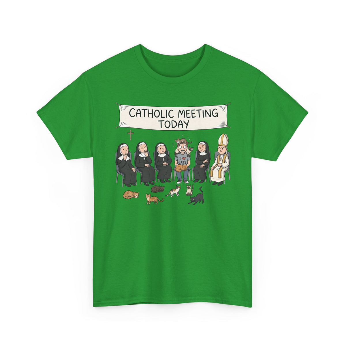 Catholic Meeting Today Funny Cat Lovers T-Shirt