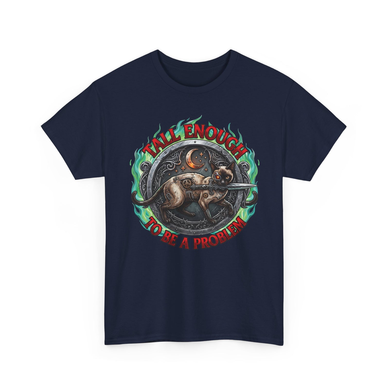 Tall Enough To Be A Problem Steampunk Cyber Cat Shirt — Gothic Dagger T-Shirt