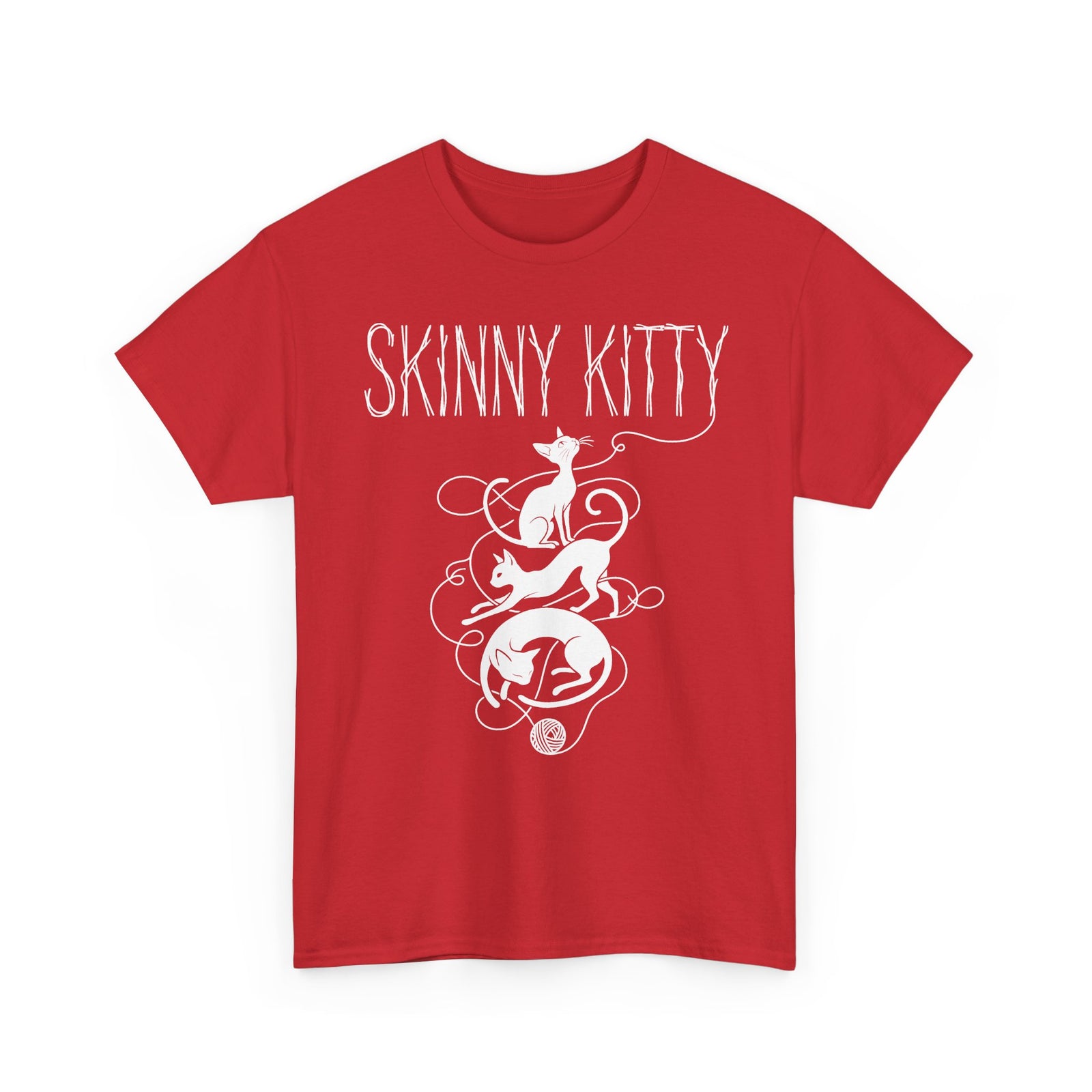 Skinny Kitty Graphic Tee — White Cat Silhouette Shirt for Cat Lovers