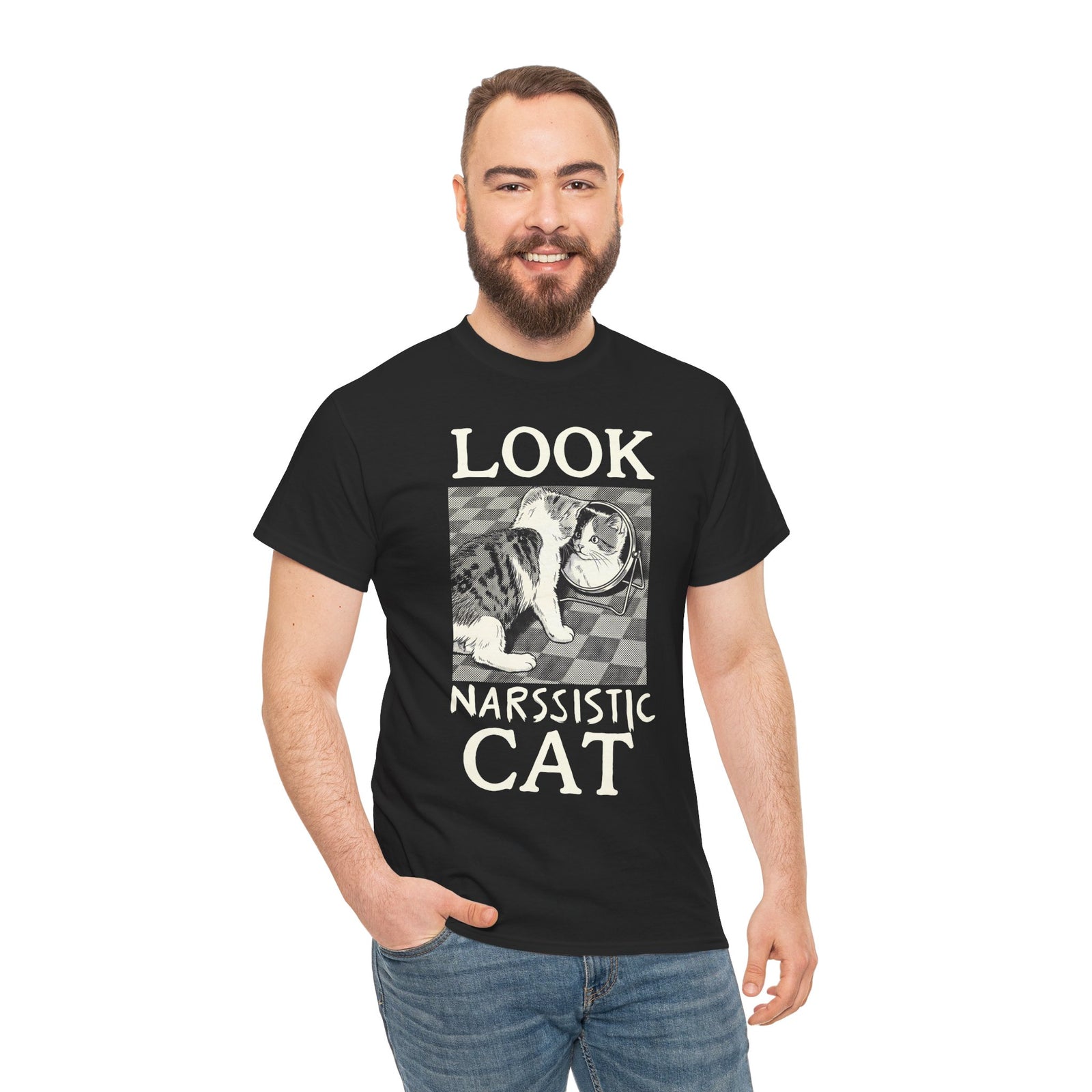 Look Narssistic Cat T-Shirt — Funny Mirror Reflection Tabby Tee