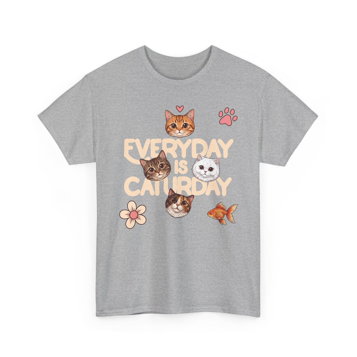 Everyday Is Caturday T-Shirt — Cute Whimsical Four Cats Graphic Tee