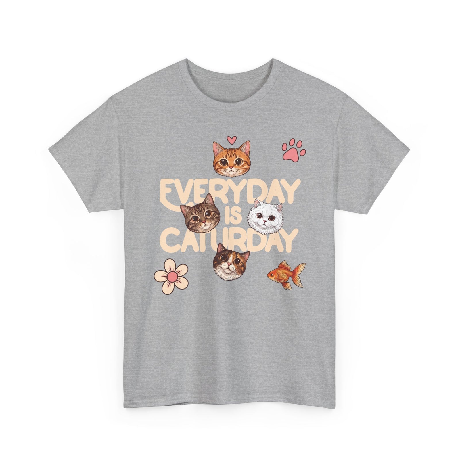 Everyday Is Caturday T-Shirt — Cute Whimsical Four Cats Graphic Tee