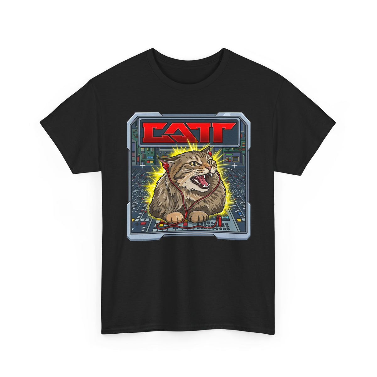 80s Hair Metal Cat T-Shirt — Vintage Rock Cat Graphic Tee