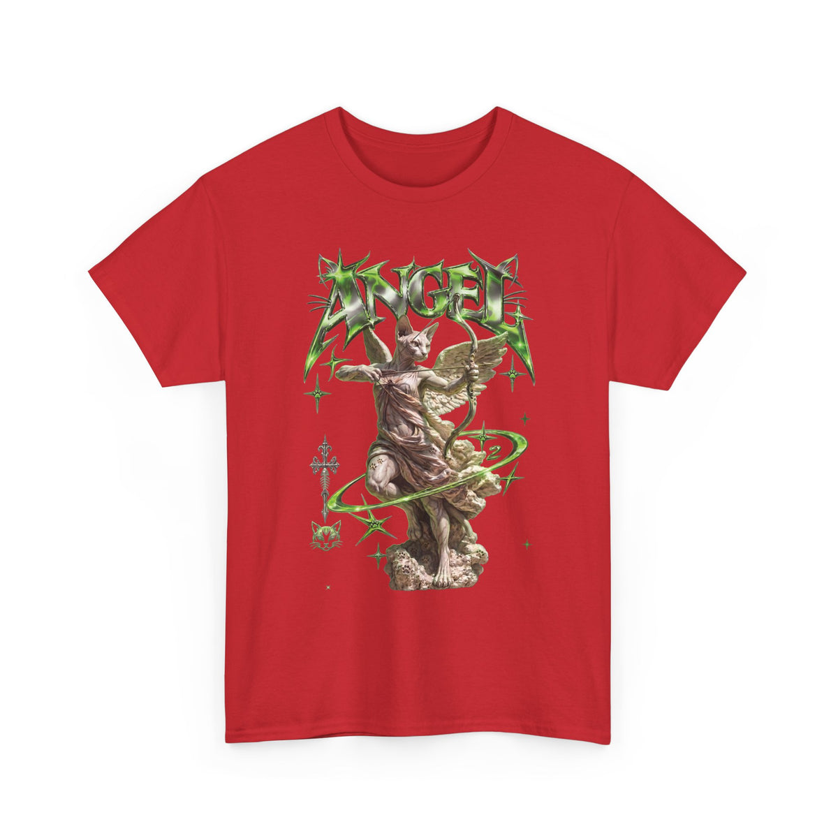 Funny Angel Hairless Sphynx Cat Shirt — Renaissance Cyber-Goth T-Shirt