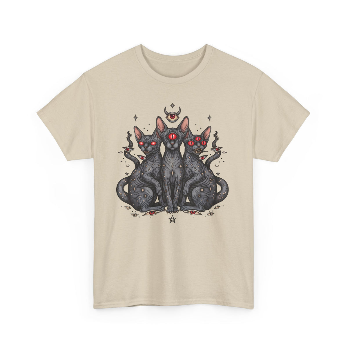 Occult Sphynx Trinity Shirt — Gothic Esoteric Hairless Cat T-Shirt