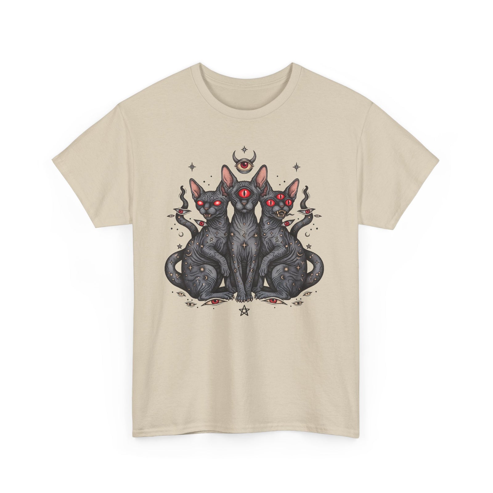 Occult Sphynx Trinity Shirt — Gothic Esoteric Hairless Cat T-Shirt