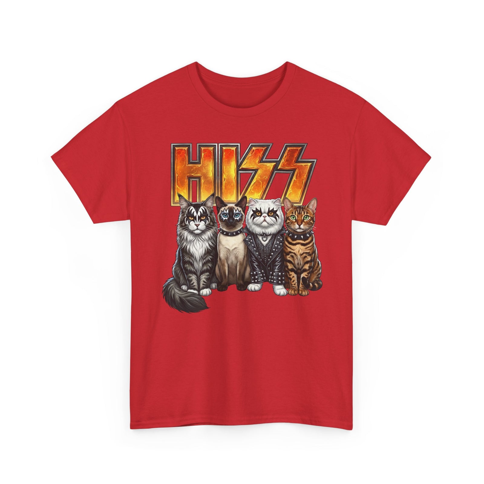 Heavy Metal Cat Hiss T-Shirt — Retro Rock Cat Graphic Tee