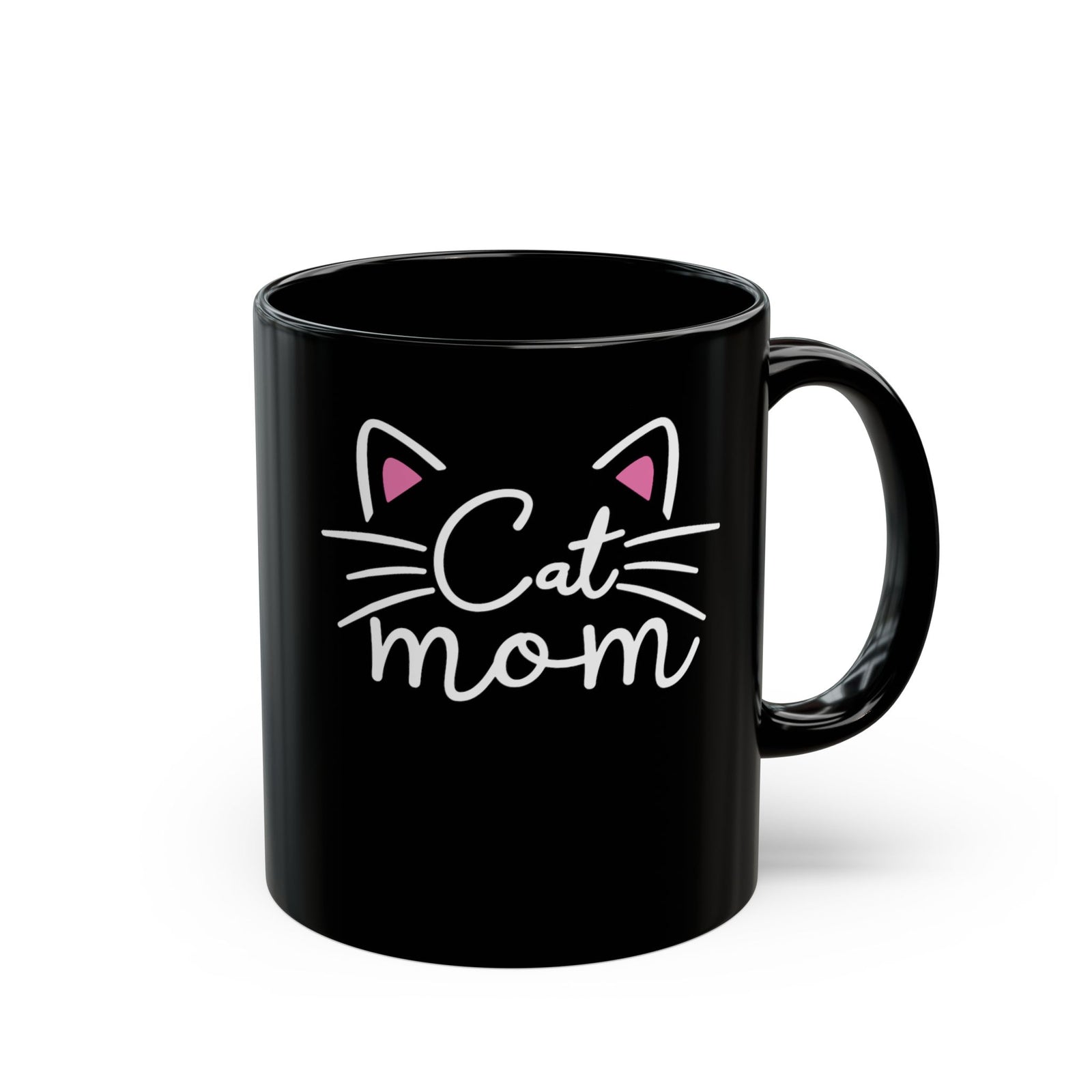 Cat Mom Black Mug - Cute Cat Lover Gift for Women