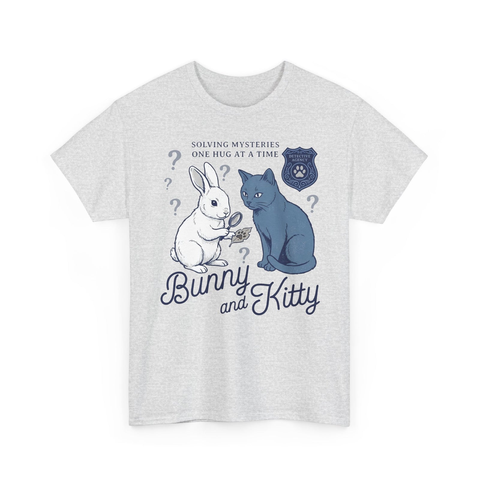 Detective Bunny & Kitty T-Shirt — Cute 'Solving Mysteries One Hug At A Time' Tee