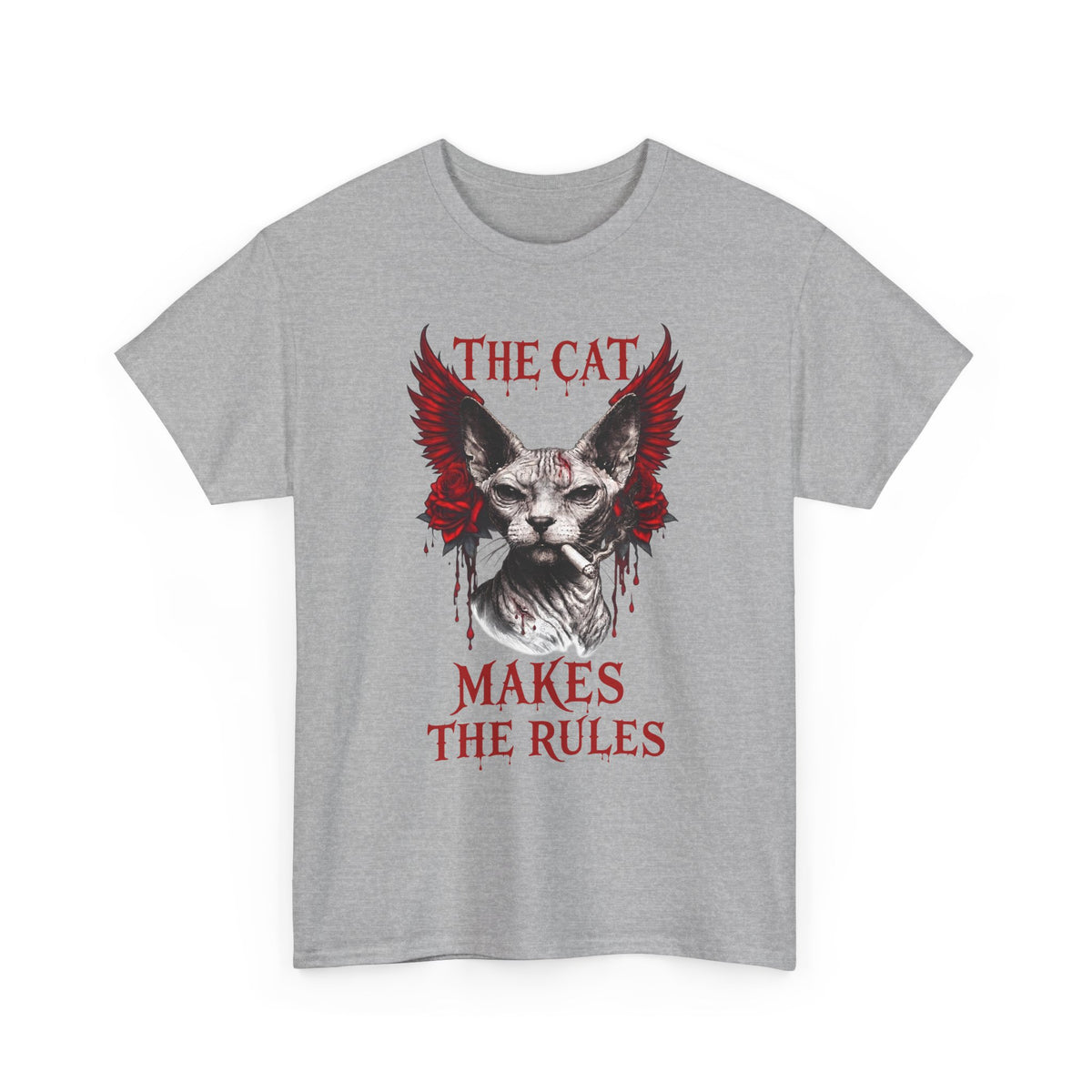 The Cat Makes The Rules T-Shirt — Funny Gothic Smoking Sphynx Tee