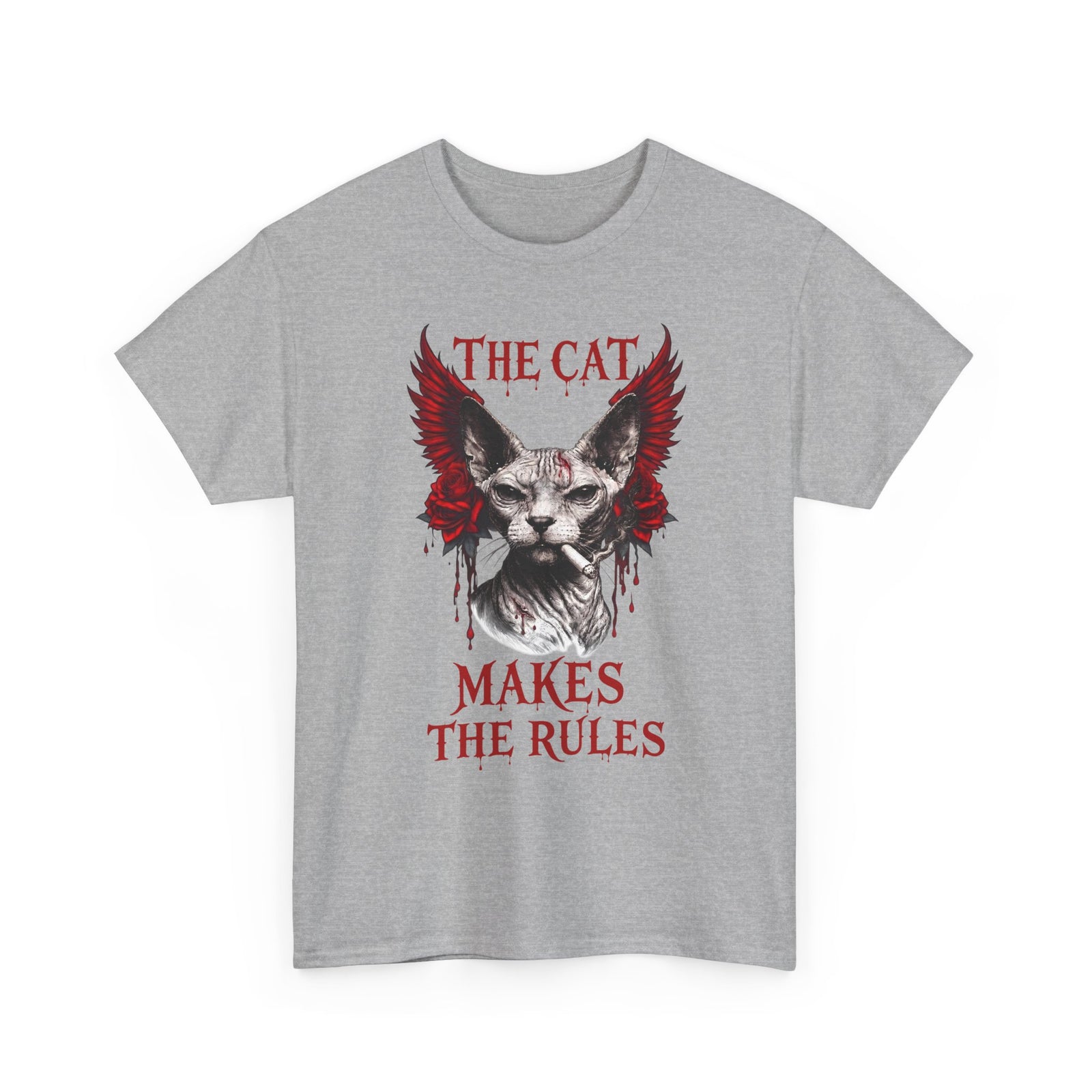 The Cat Makes The Rules T-Shirt — Funny Gothic Smoking Sphynx Tee