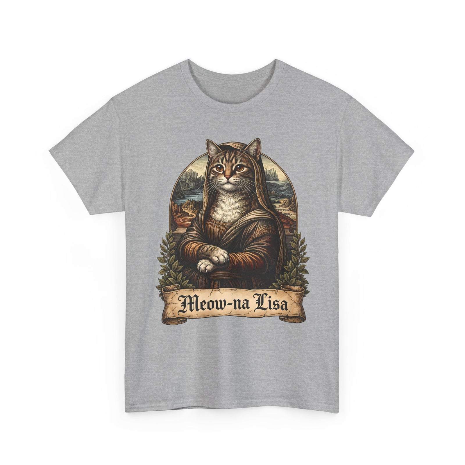 Meow-na Lisa T-Shirt — Funny Mona Lisa Cat Art Parody Tee