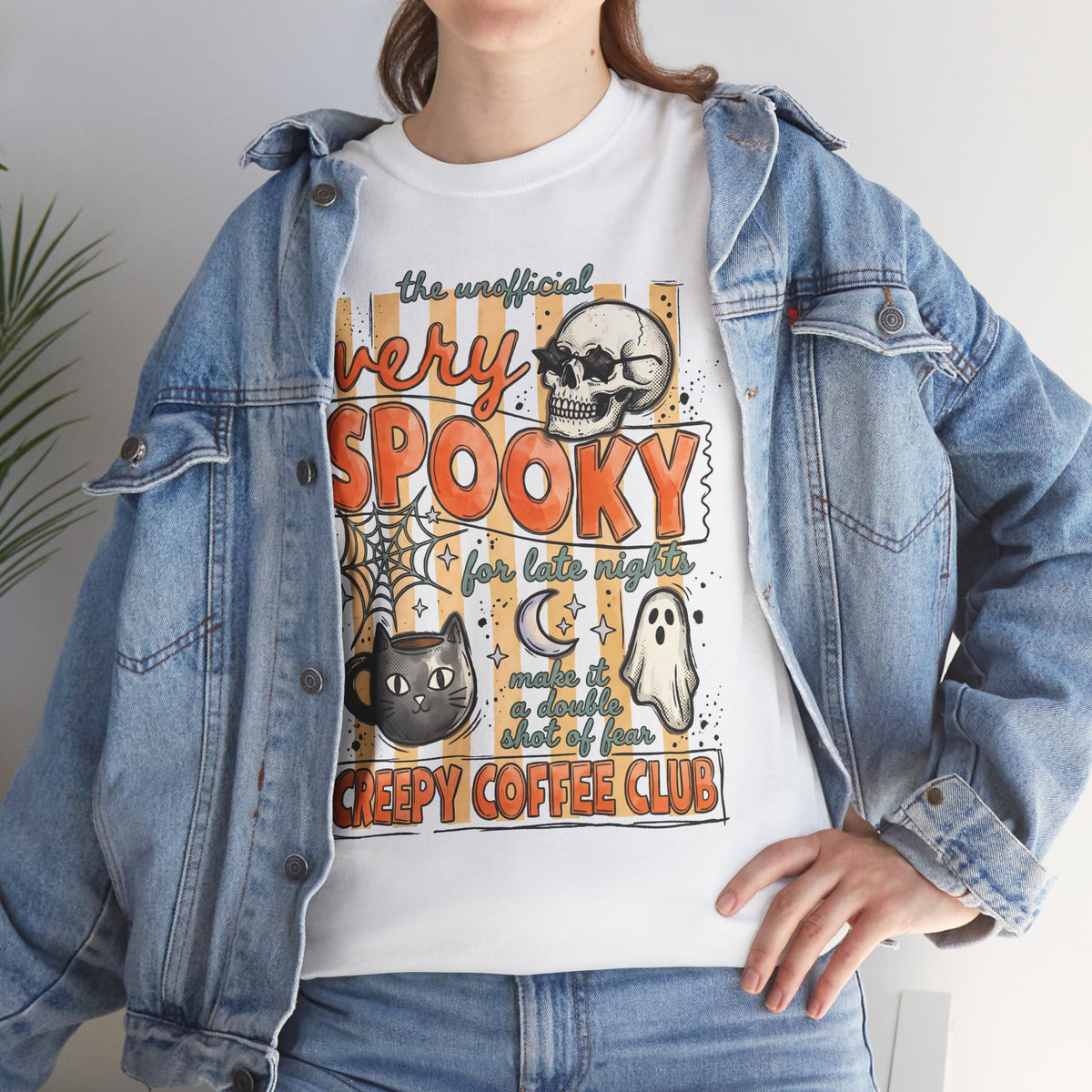 Creepy Coffee Club Black Cat Mug T-Shirt — Very Spooky Halloween Coffee Tee