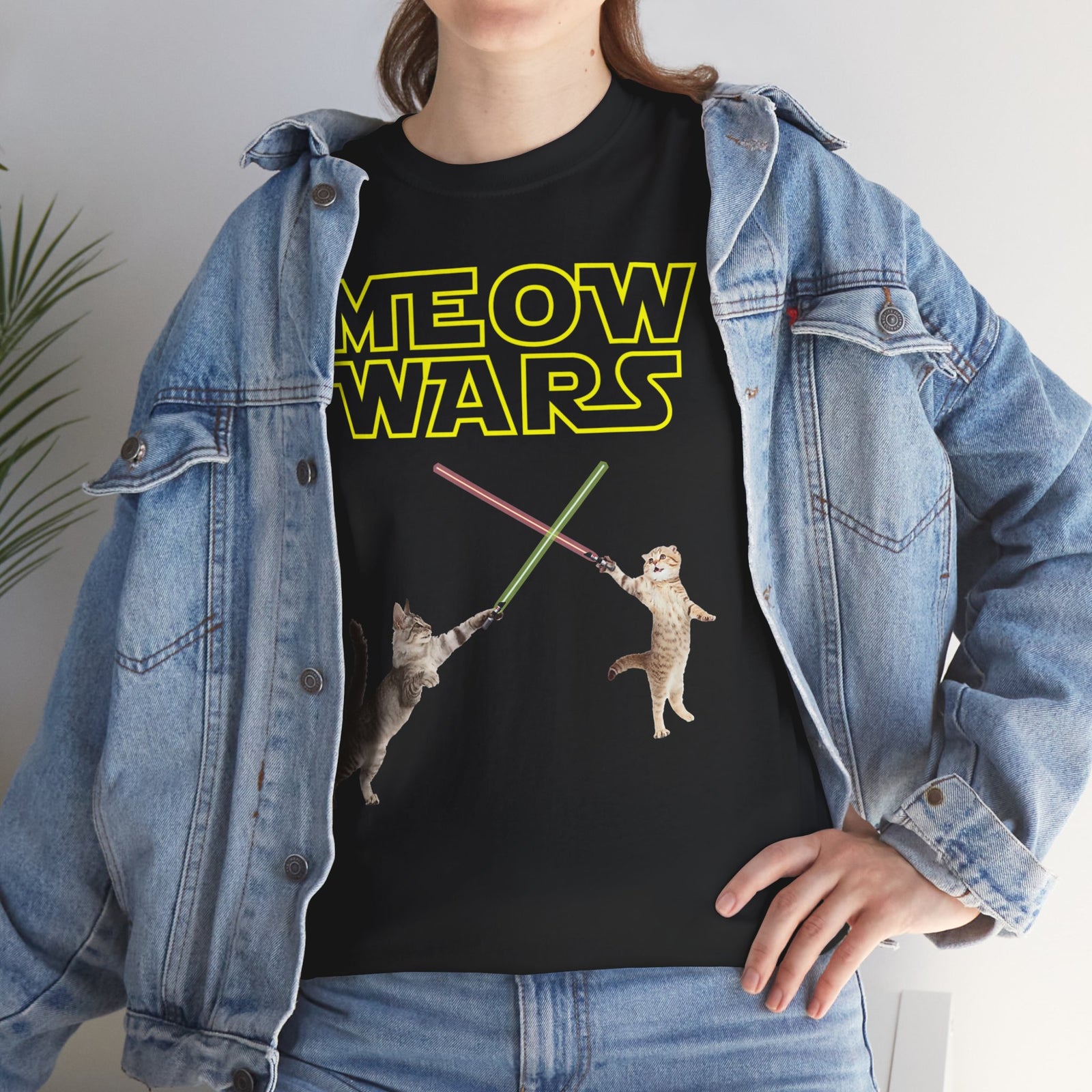 Meow Wars T-Shirt — Funny Cat Lightsaber Tee