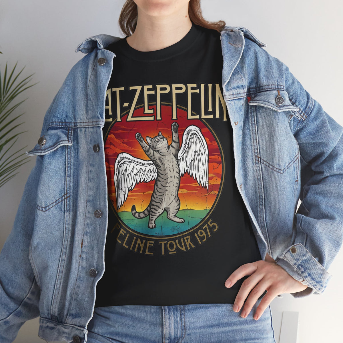 Cat Zeppelin Feline Tour 1975 Vintage Rock Band T-Shirt
