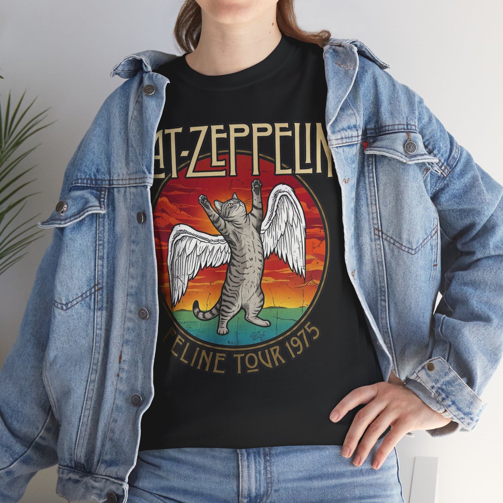 Cat Zeppelin Feline Tour 1975 Vintage Rock Band T-Shirt