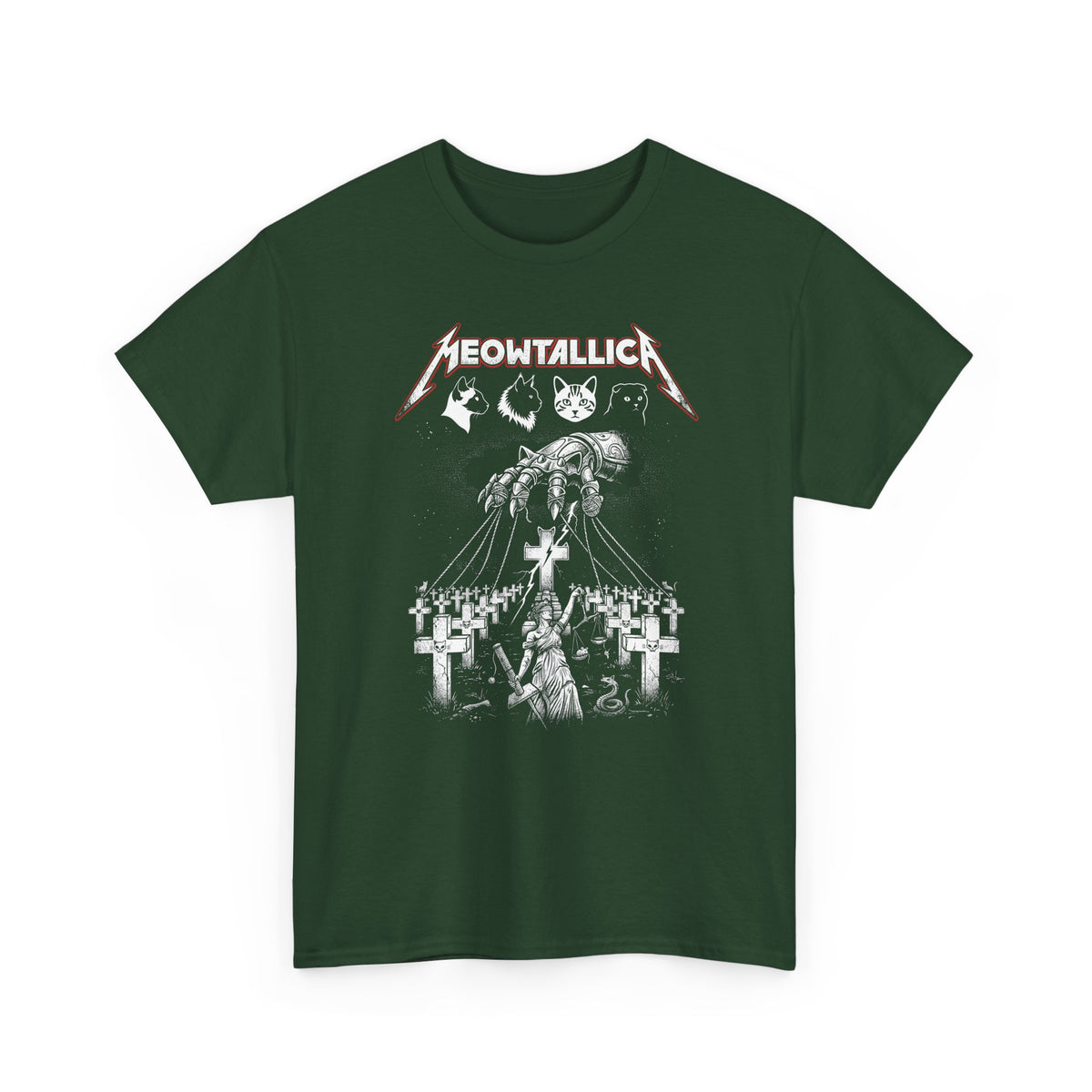 Meowtallica Graphic Tee — Metal Cat Band T-Shirt