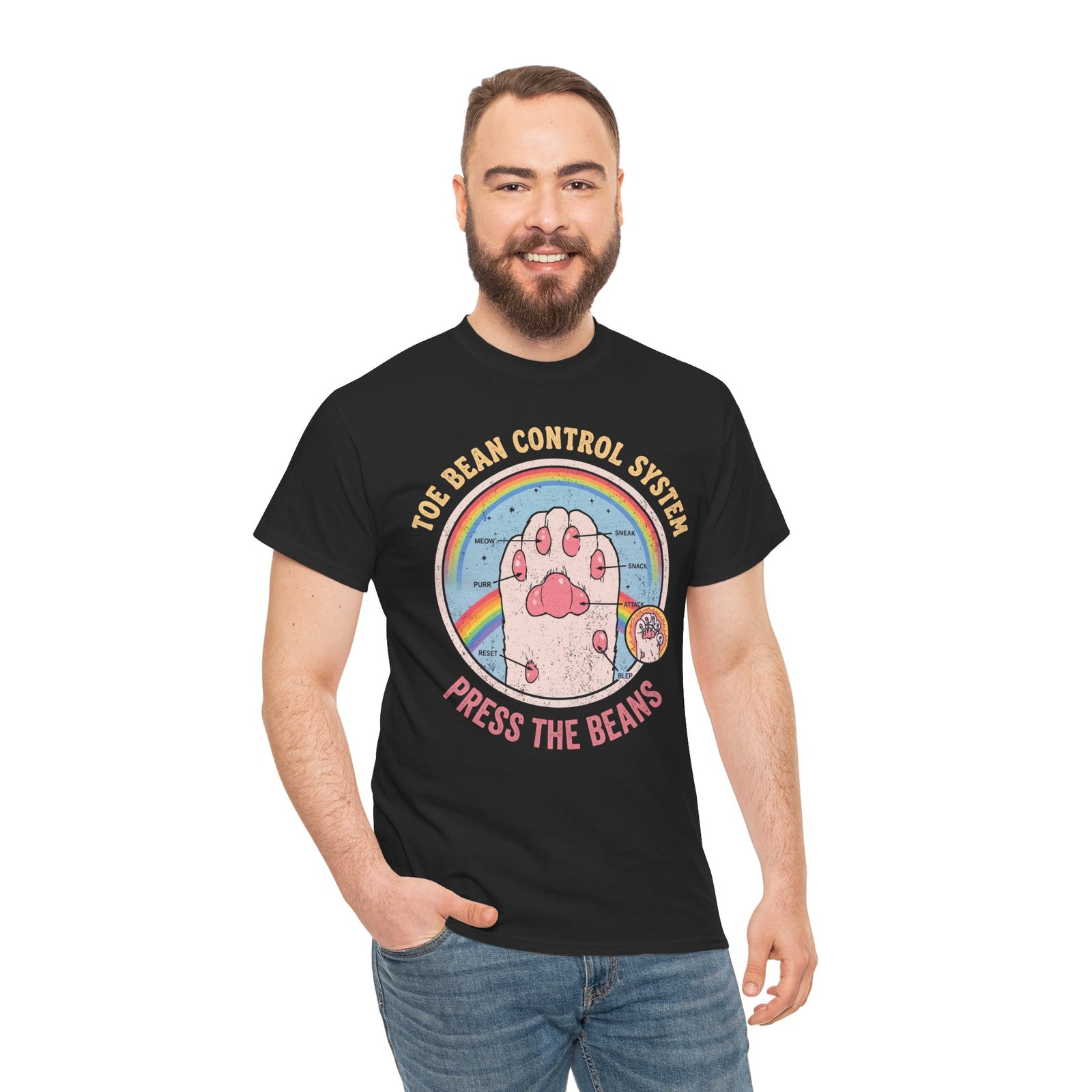 Toe Bean Control System T-Shirt — Funny Cat Paw Infographic Tee