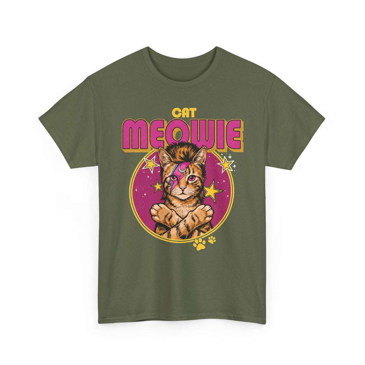 Funny Cat Meowie Lightning Bolt Shirt — 80s Retro Rocker Cat T-Shirt