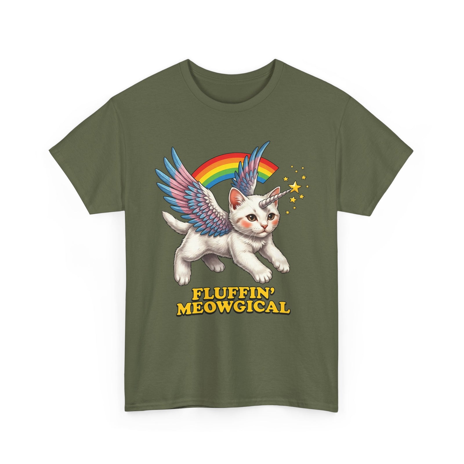 Fluffin' Meowgical Cat T-Shirt — Cute Unicorn Kitten Graphic