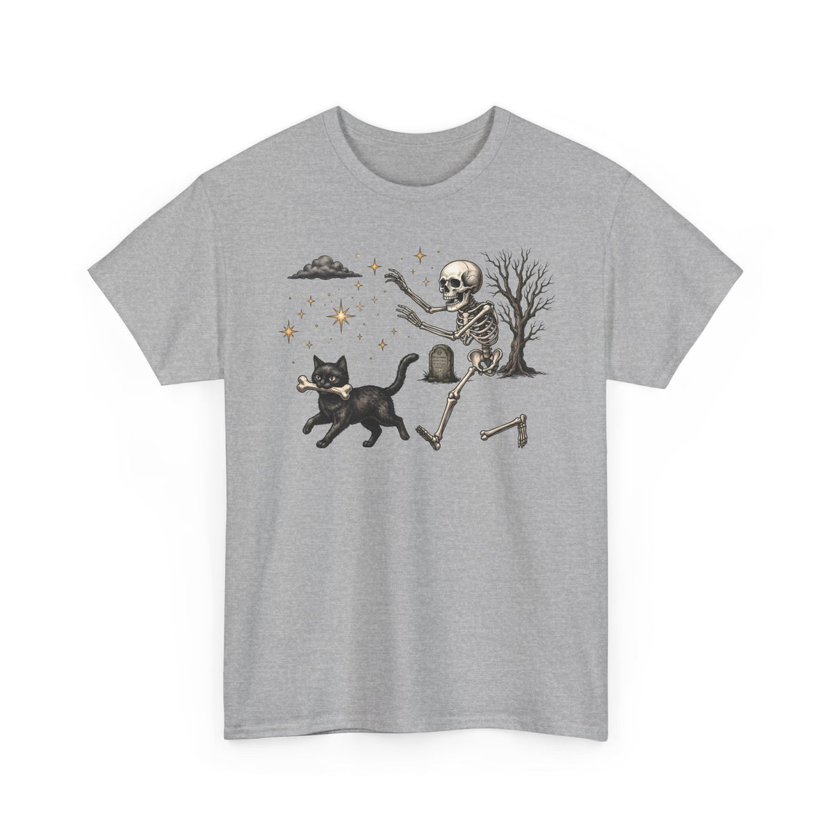 The Great Bone Robbery Black Cat Skeleton Shirt — Funny Spooky Halloween T-Shirt