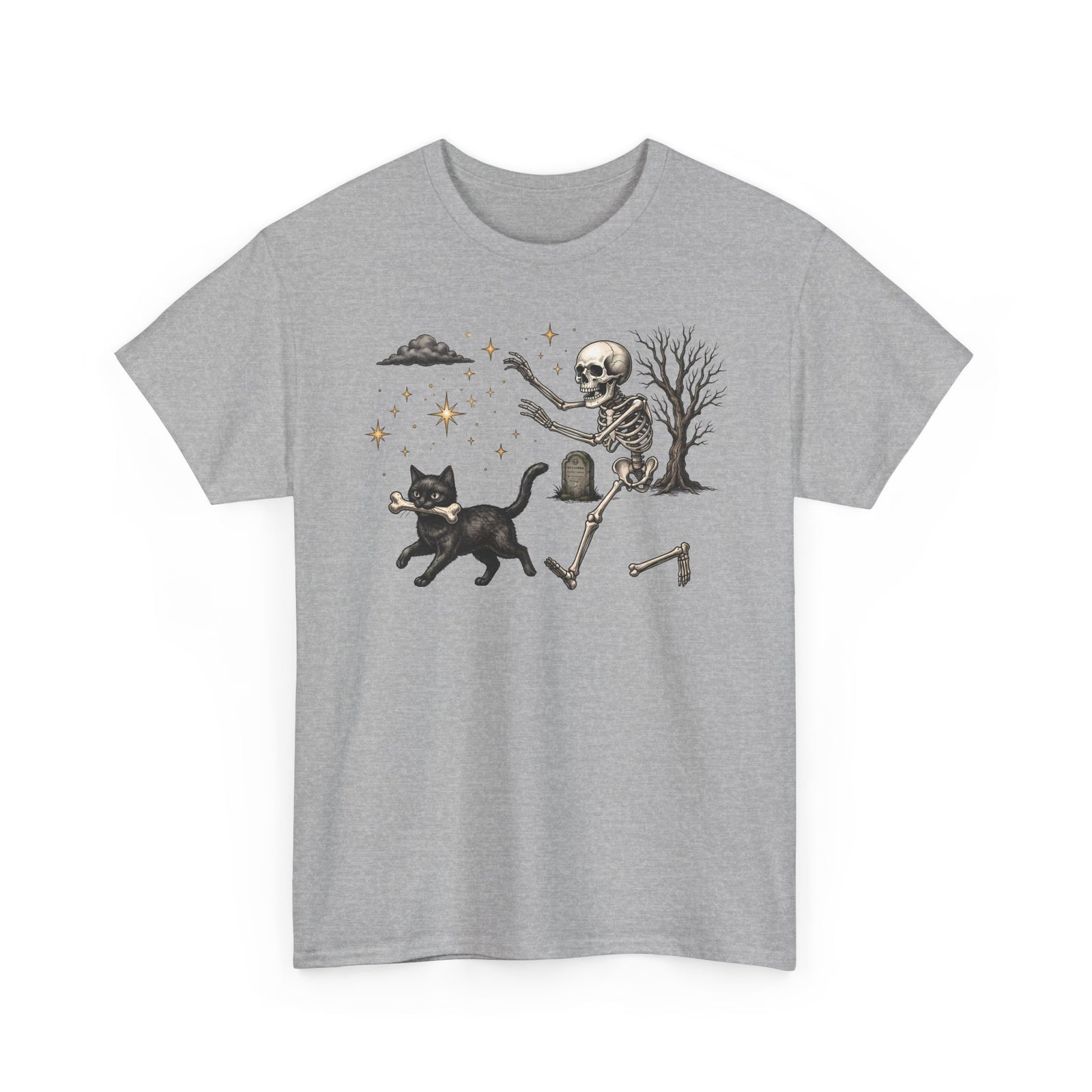 The Great Bone Robbery Black Cat Skeleton Shirt — Funny Spooky Halloween T-Shirt