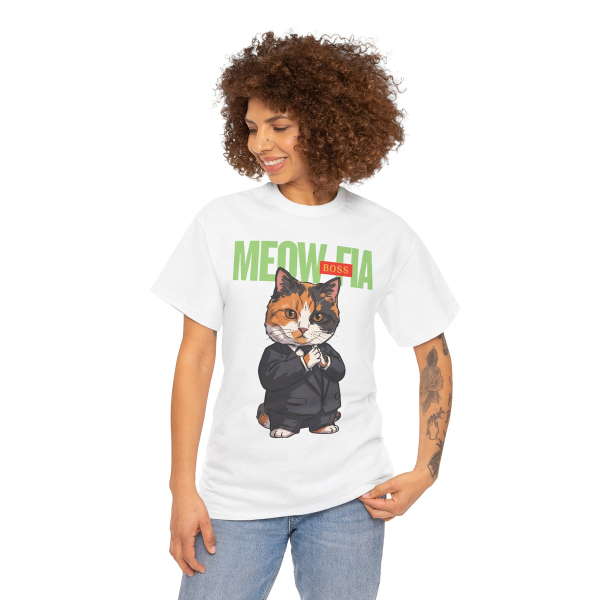 Meow-Fia Boss Mafia Calico Cat T-Shirt — Funny Mob Boss Feline Tee