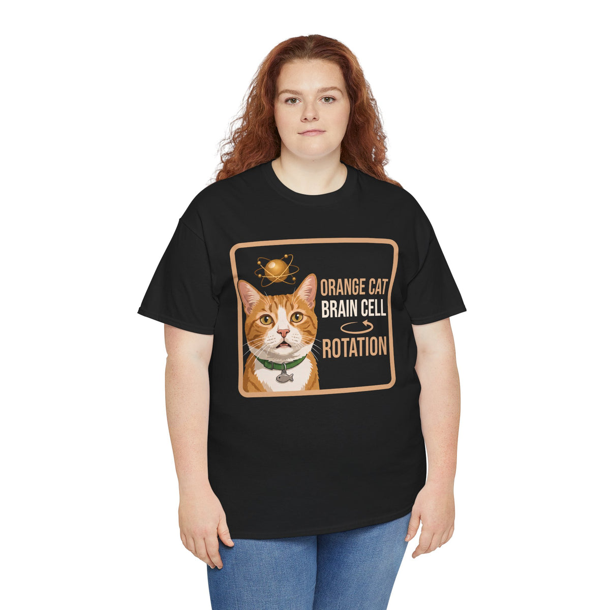 Orange Cat Brain Cell Rotation T-Shirt