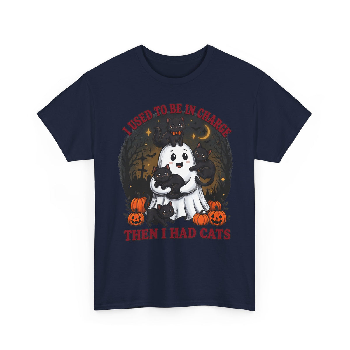 I Used To Be In Charge Then I Had Cats Shirt — Cute Ghost & Black Kittens T-Shirt