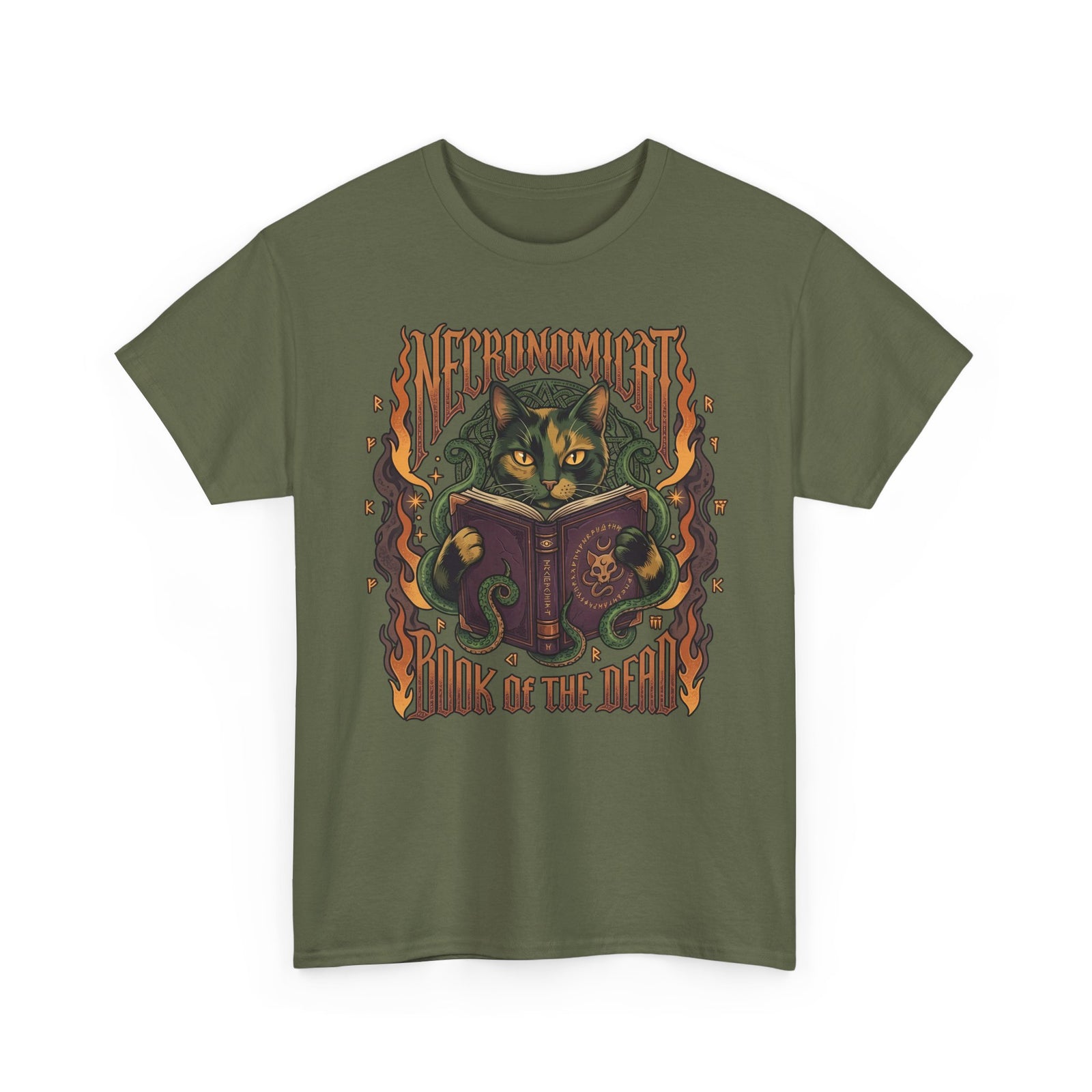 Necronomicat Occult Cat T-Shirt — Dark Mystic Graphic Tee
