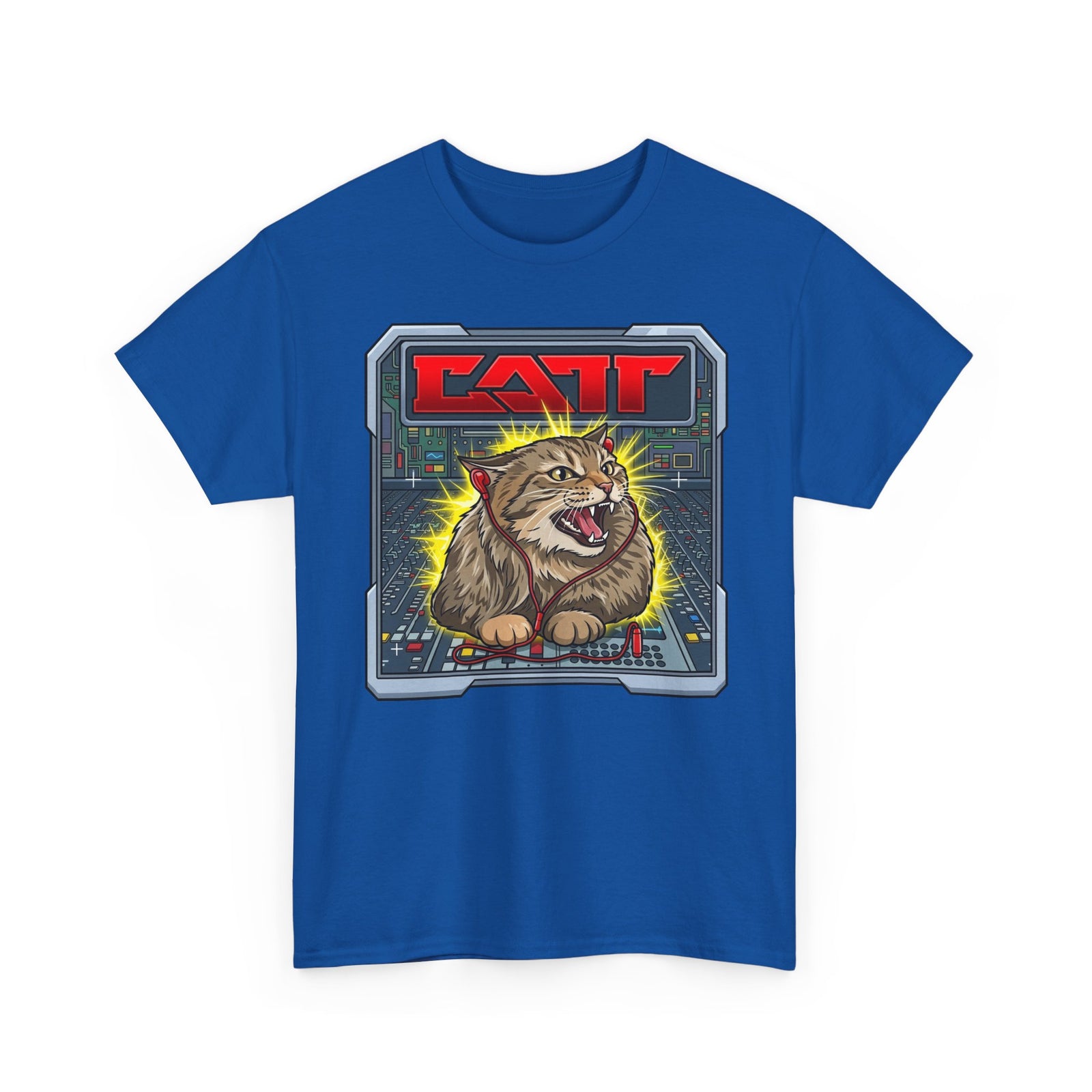 80s Hair Metal Cat T-Shirt — Vintage Rock Cat Graphic Tee
