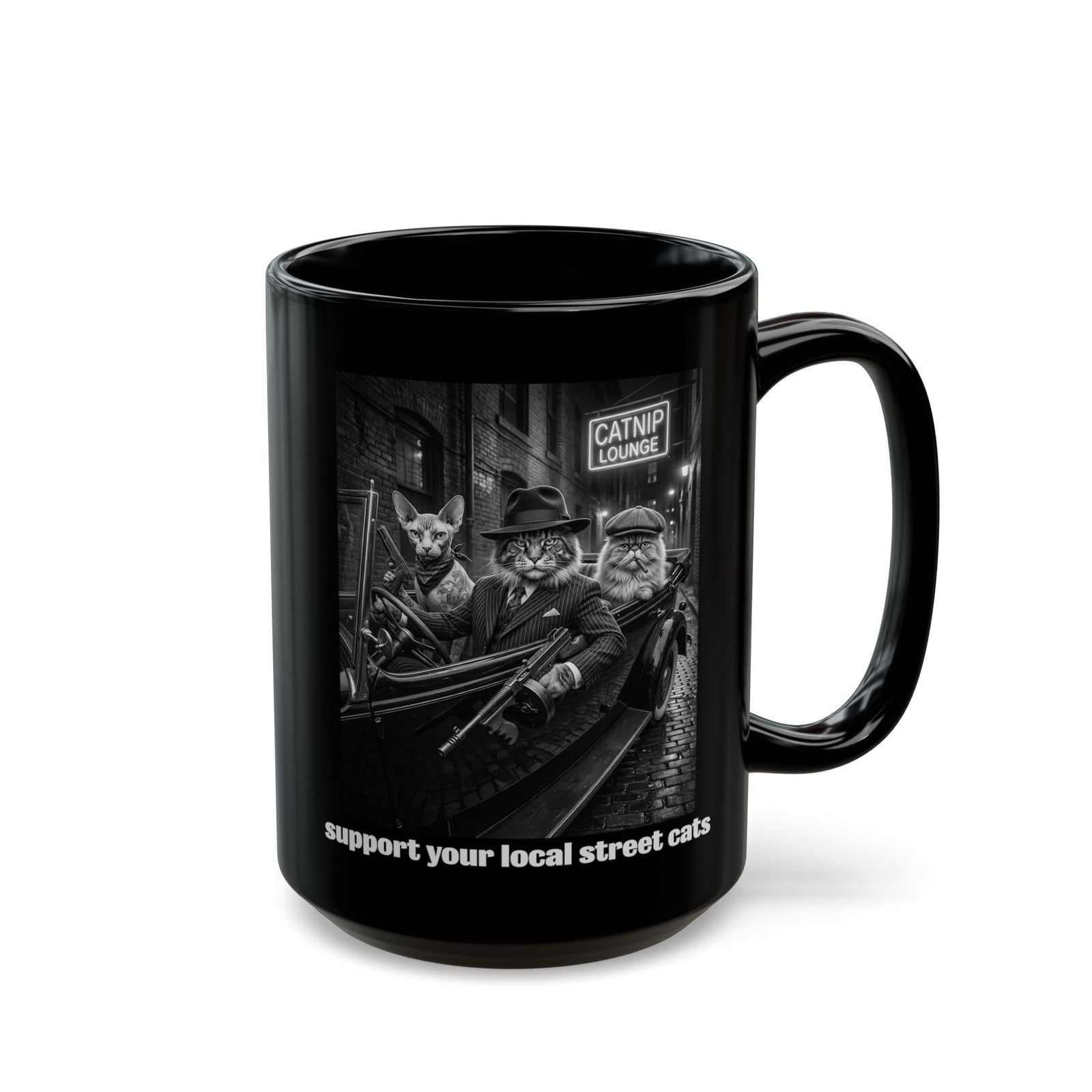 Support Your Local Street Cats T‑Mug — Retro Rescue Cat Mug