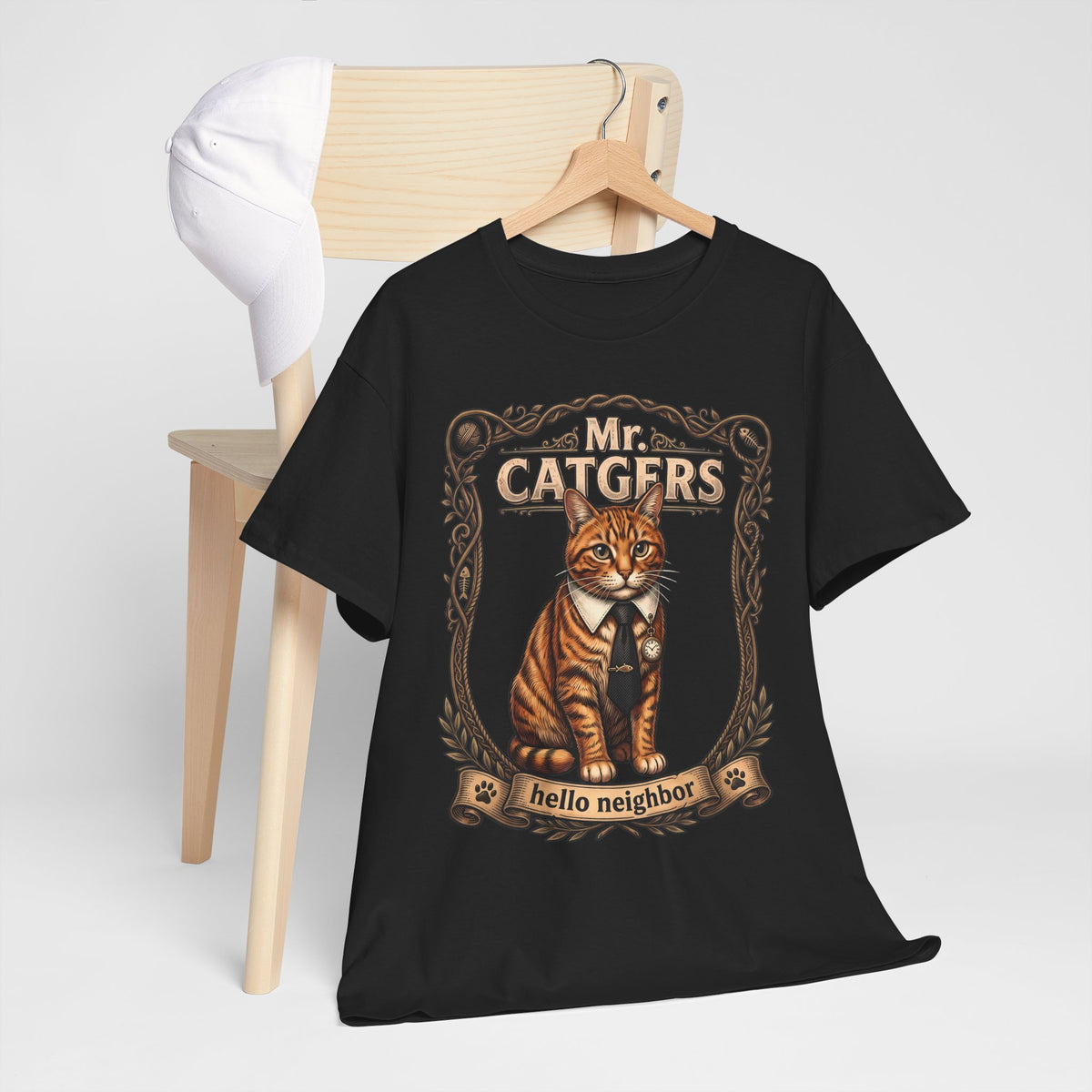 Mr. Catgers Hello Neighbor Tabby Cat Shirt — Funny Pop Culture T-Shirt