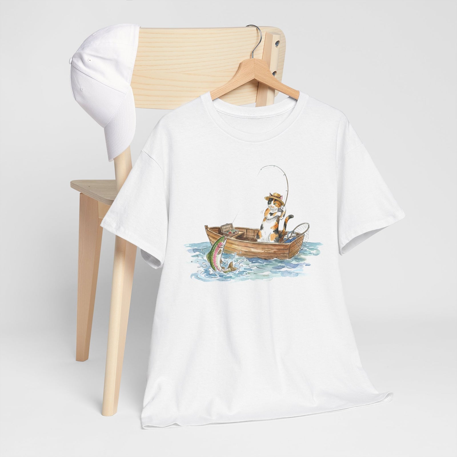 Cat Fishing T-Shirt — Funny Fishing Cat Graphic Tee