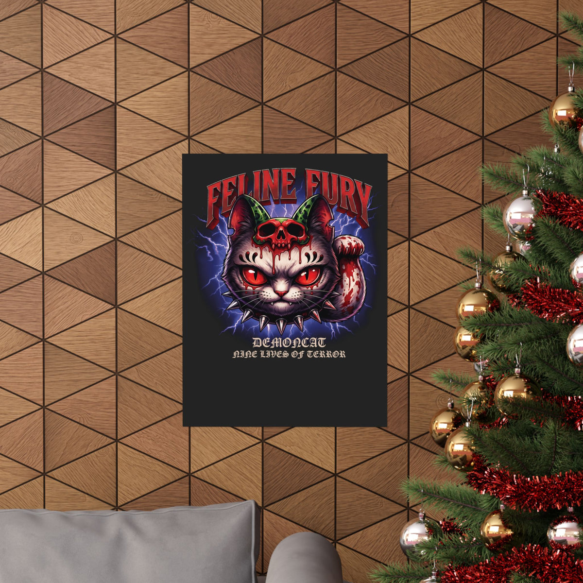 Feline Fury Demoncat Poster — Heavy Metal Horror Gothic Cat Poster