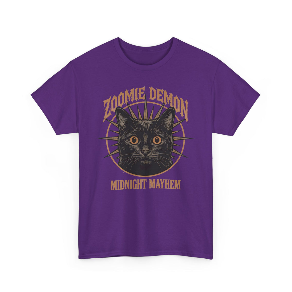 Zoomie Demon Cat T-Shirt — "Midnight Mayhem" Gothic Vintage Band Tee