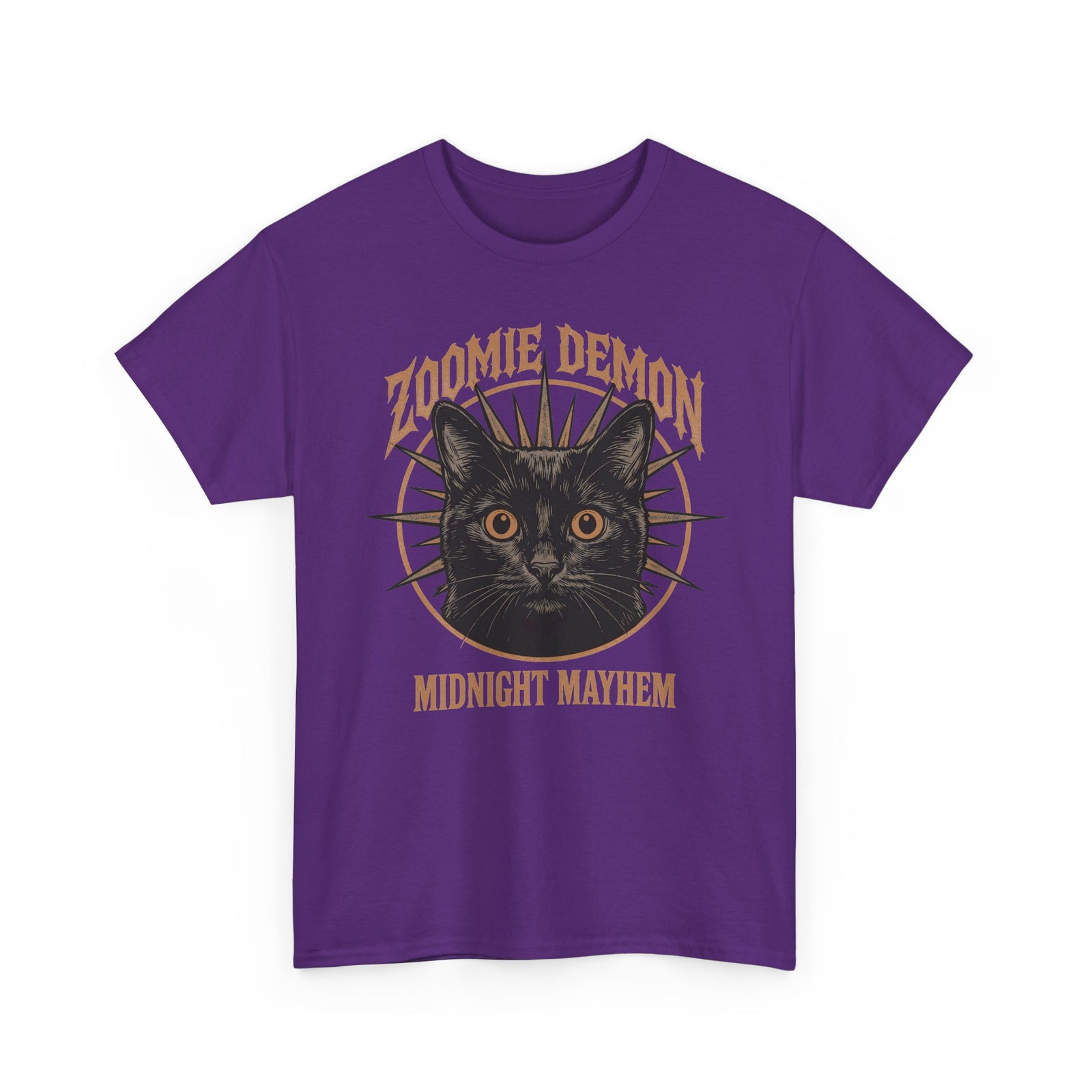 Zoomie Demon Cat T-Shirt — "Midnight Mayhem" Gothic Vintage Band Tee