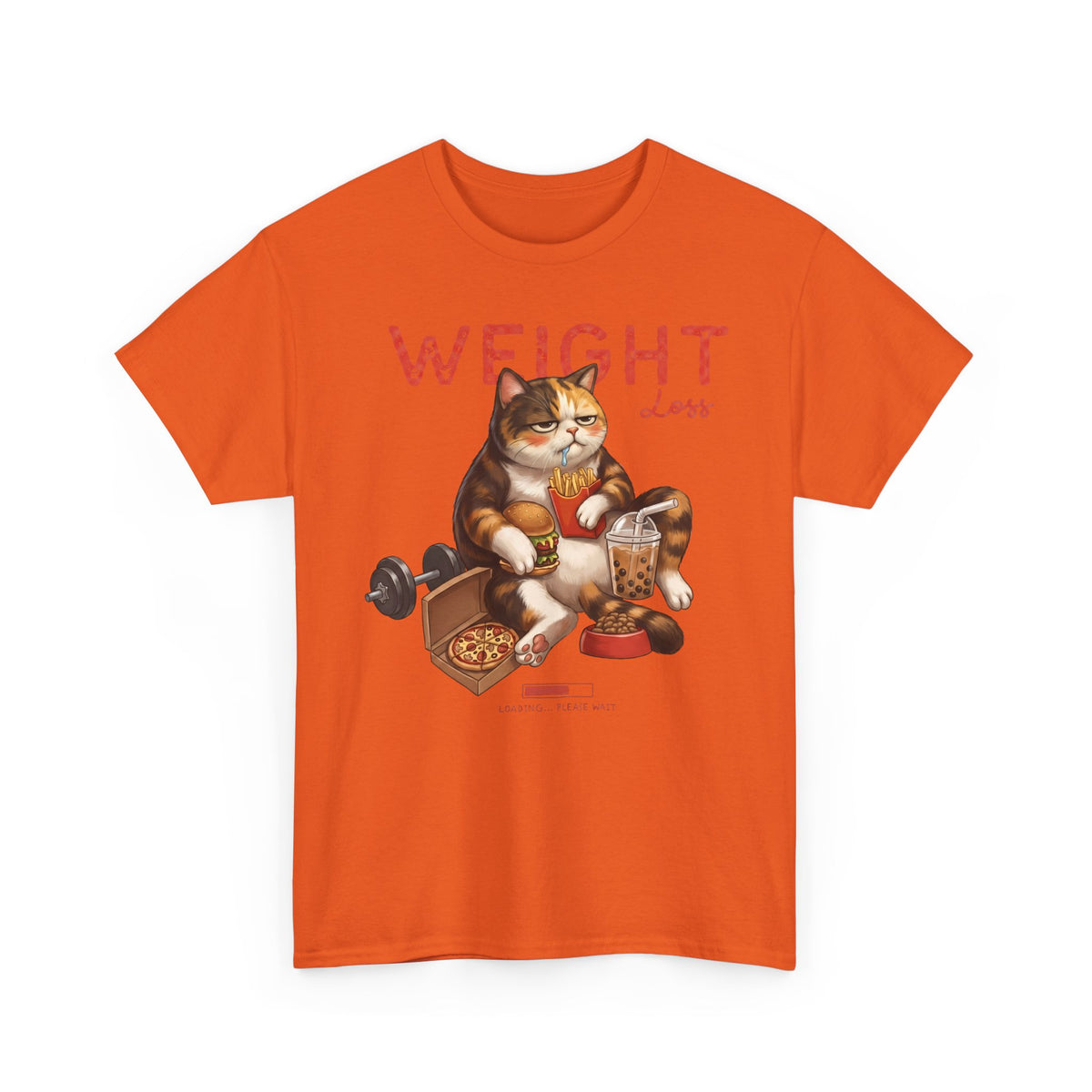 Weight Loss Loading Funny Cat T-Shirt — Chubby Calico Junk Food Tee