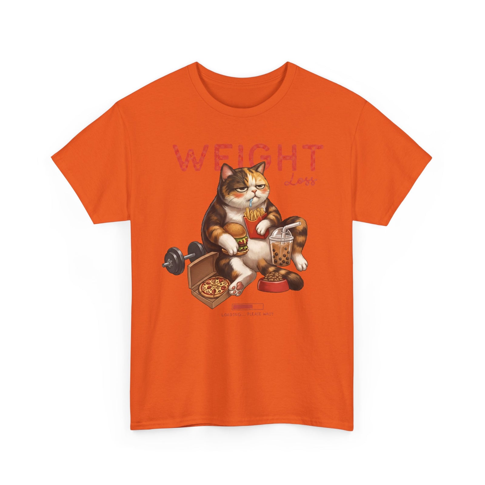 Weight Loss Loading Funny Cat T-Shirt — Chubby Calico Junk Food Tee