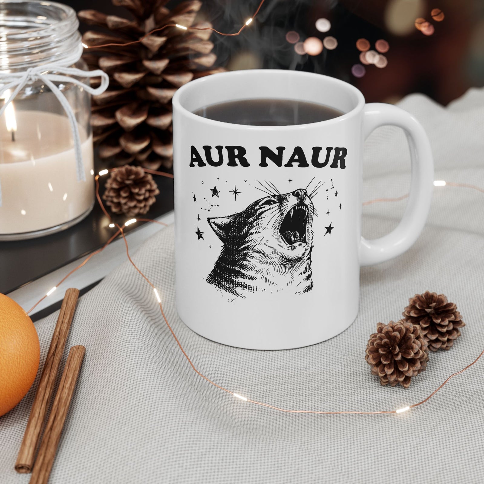 Aur Naur Funny Cat Ceramic Mug — Cute Funny Cat Mug