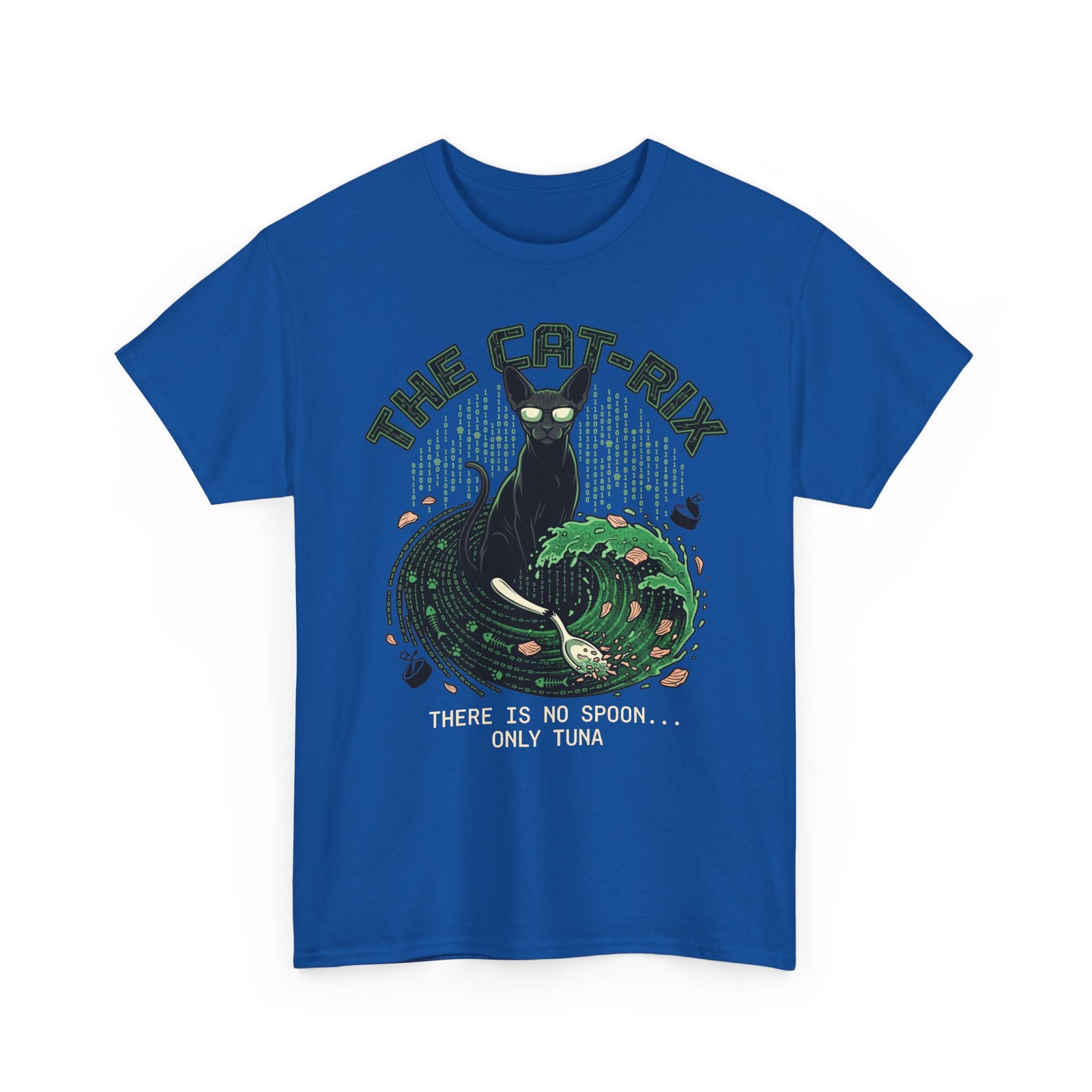 Cat T-Shirt — "There Is No Spoon... Only Tuna" Retro Wave Graphic Tee