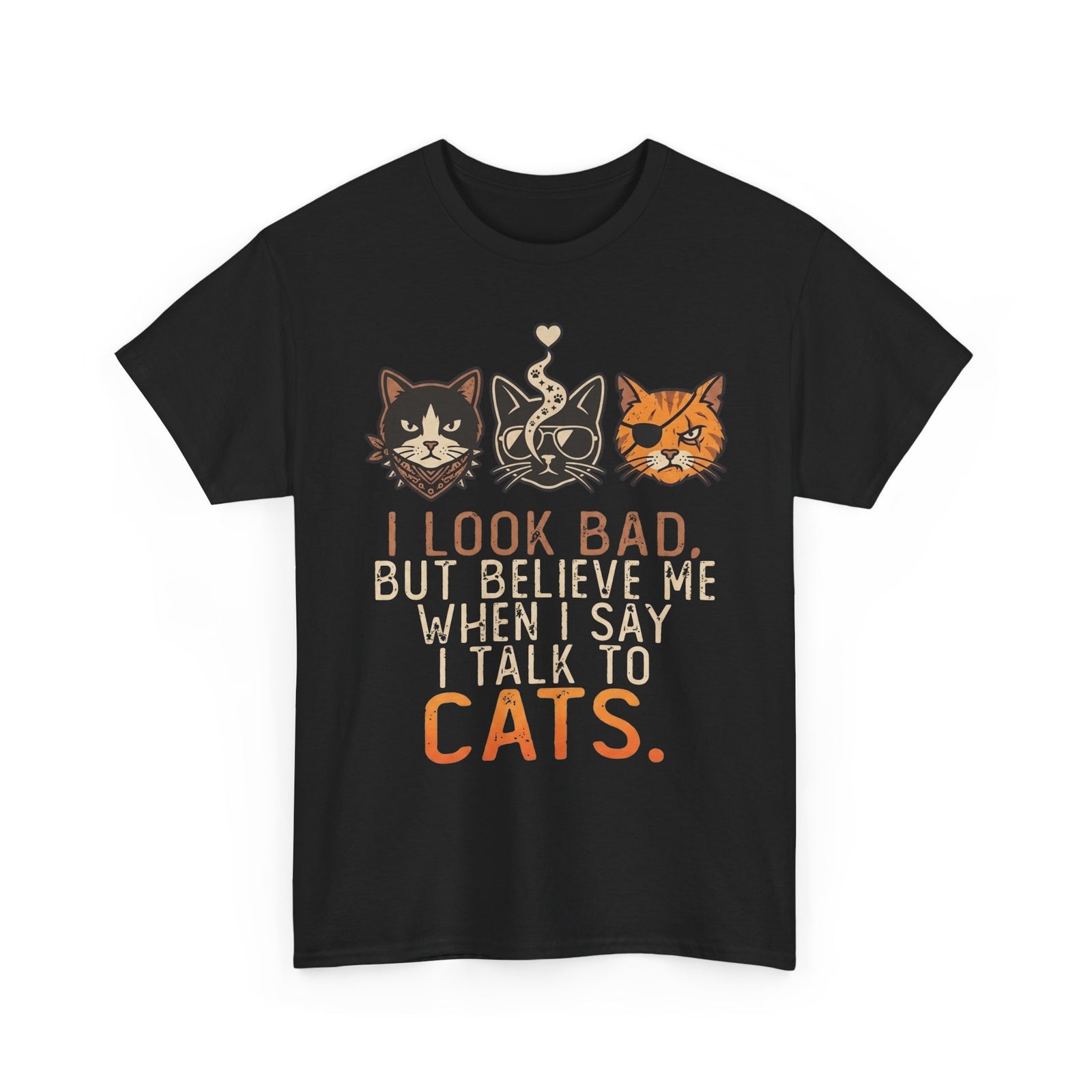 I Talk to Cats T-Shirt – Funny Cat Lover Tee with Cat Faces