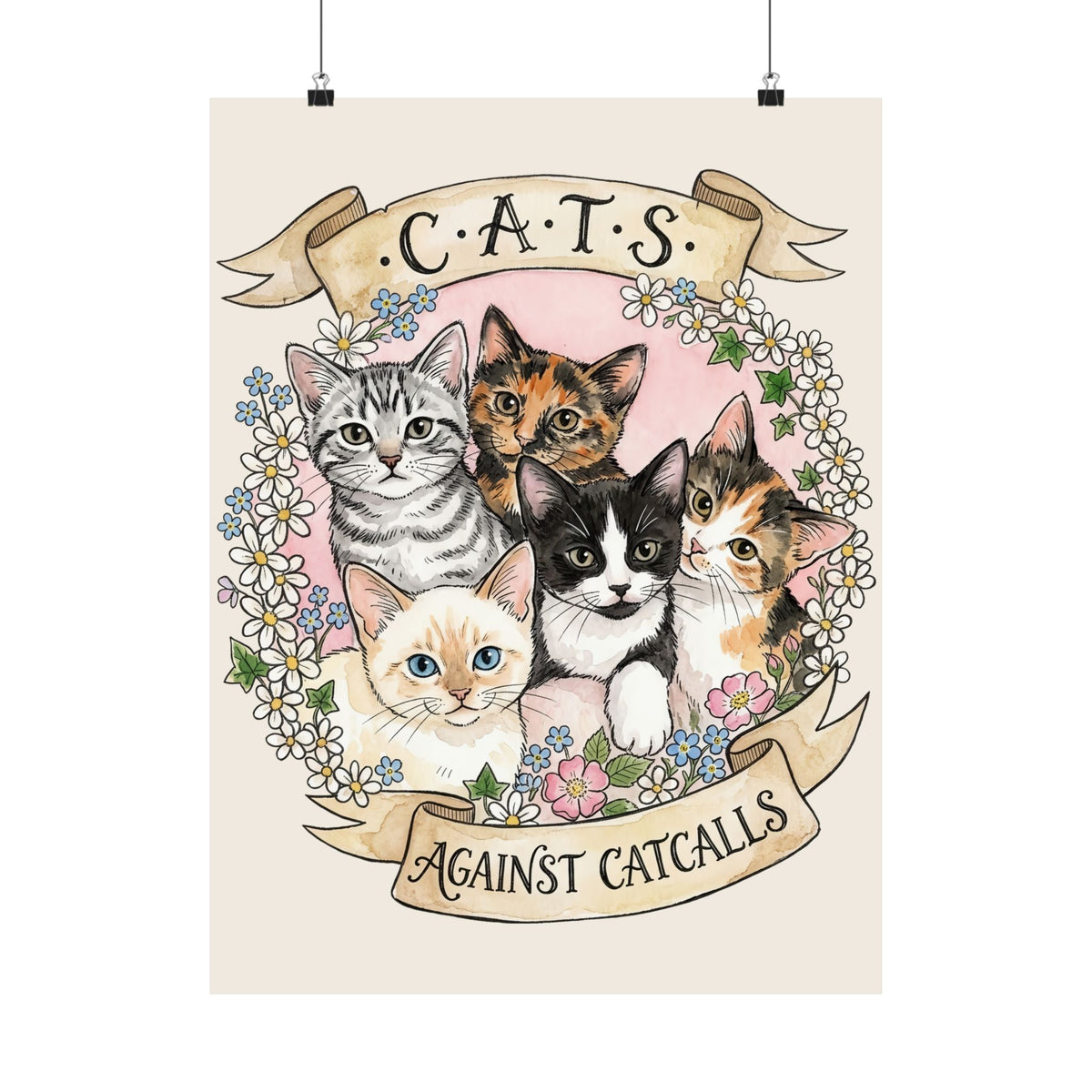 Cat Against Catcalls Poster — Feminist Anti-Harassment Poster