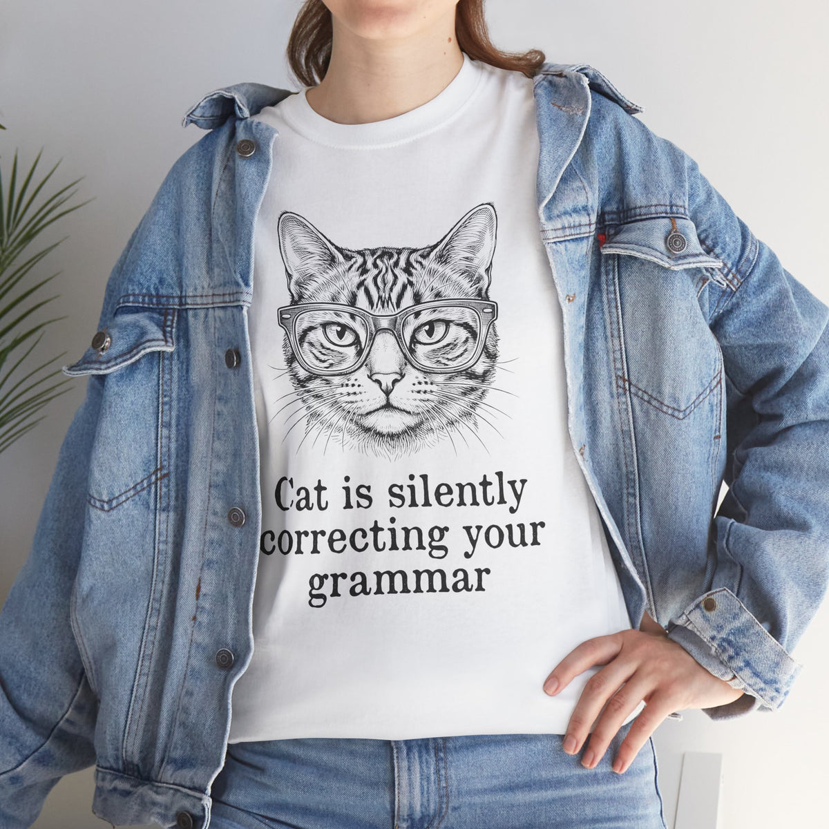 Cat Is Silently Correcting Your Grammar T-Shirt — Funny Grammar Cat Tee